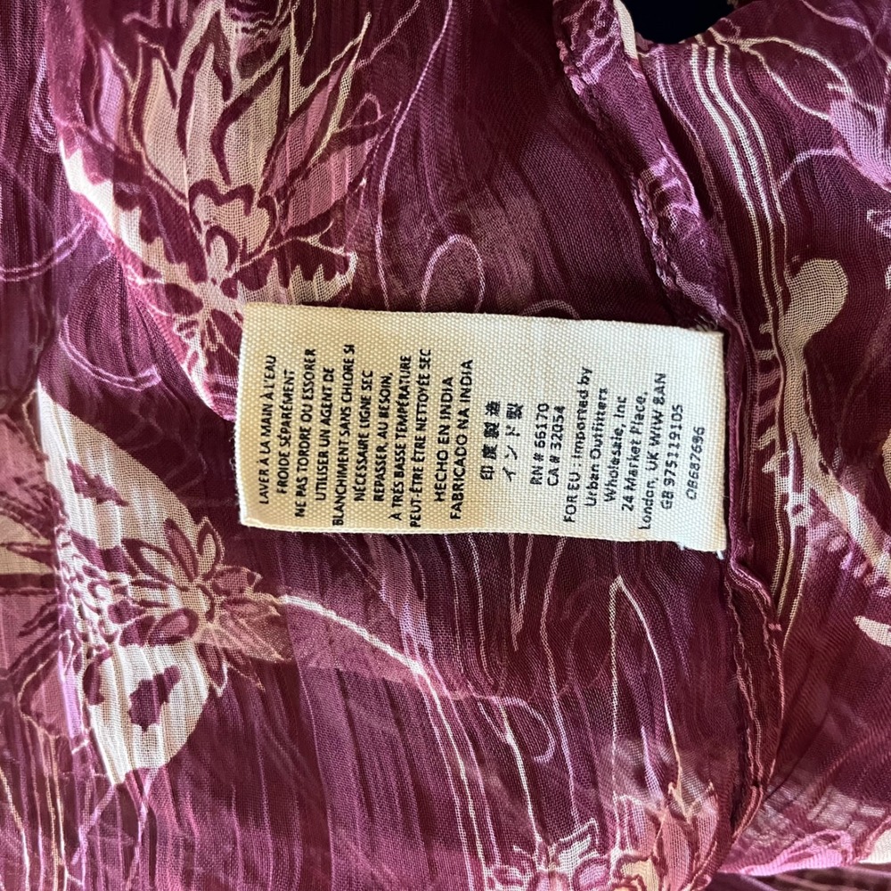 Free People Midi Dress Women XS Plum Black Floral Mixed Print Boho V-Neck Hippie - Picture 10 of 11